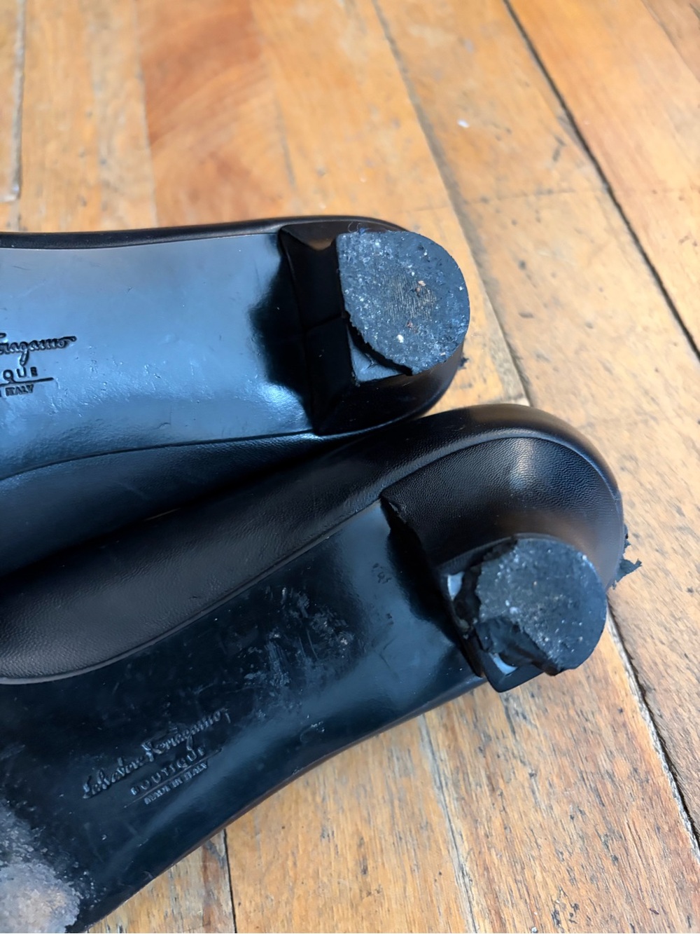 Classic Black Leather Low Heel Ballet Pump - Women - Picture 2 of 8